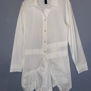 PORTO San Francisco white TUXEDO button down jacket or blouse Sz 1 like new!